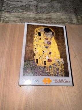 Gustav Klimt The Kiss Puzzle - Yellow Gold Art Print Puzzle